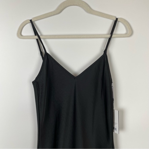Knix Black Satin Slip Dress Midi Sleeveless V Neck - Picture 5 of 9